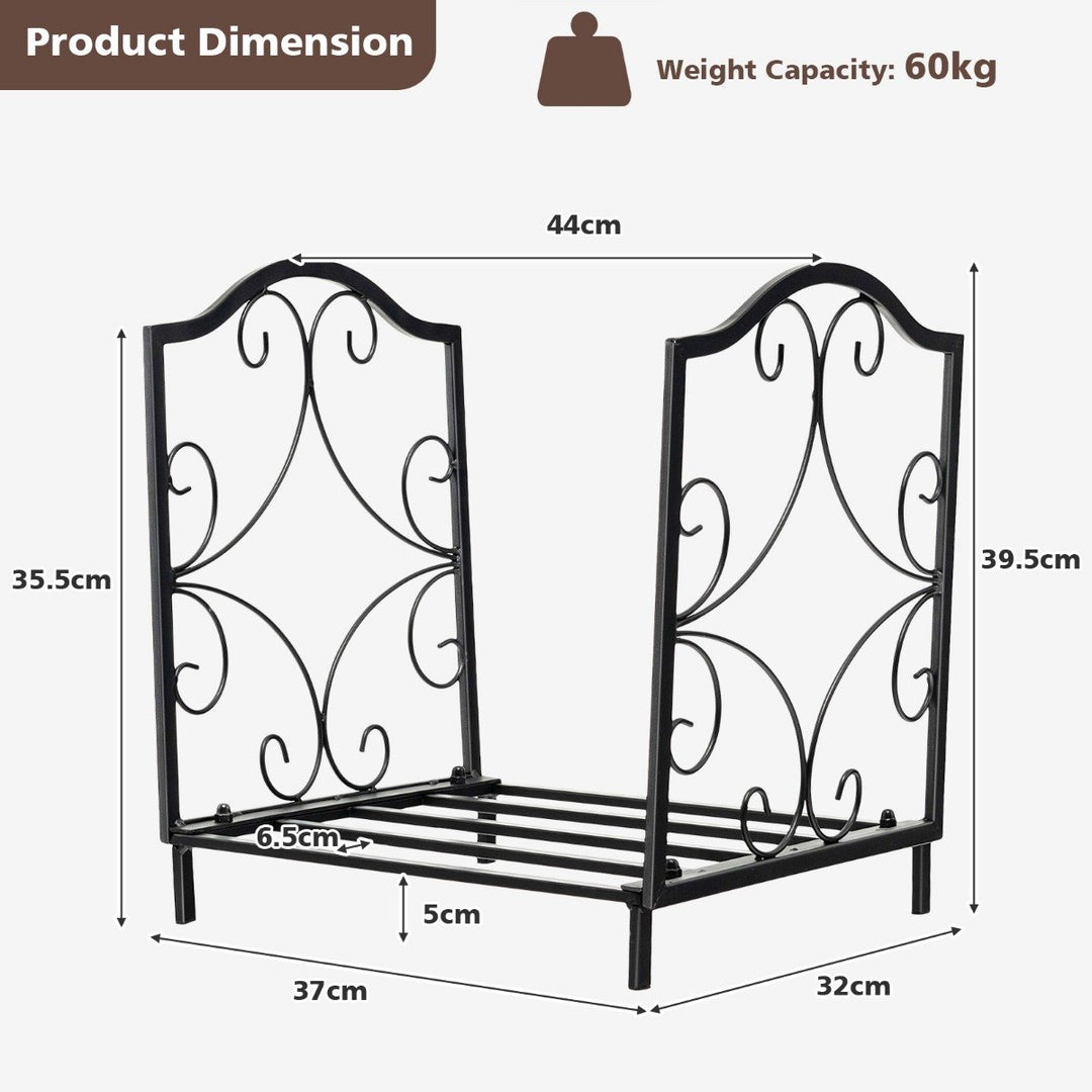 Heavy Duty Metal Fireplace Log Holder with Hollowed Base