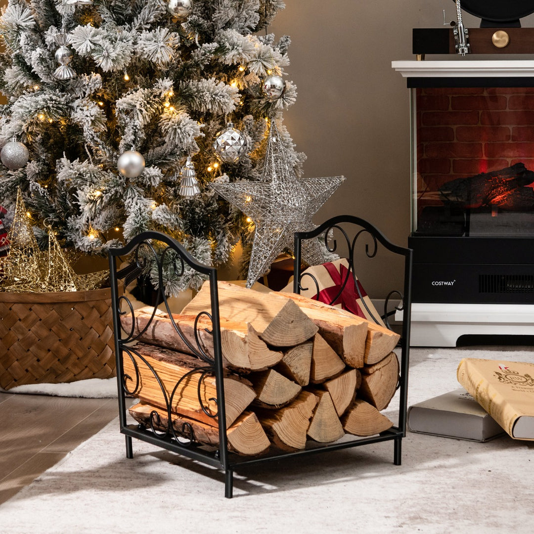 Heavy Duty Metal Fireplace Log Holder with Hollowed Base