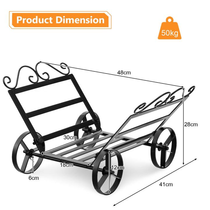 Heavy Duty Metal Firewood Rack with Wheels