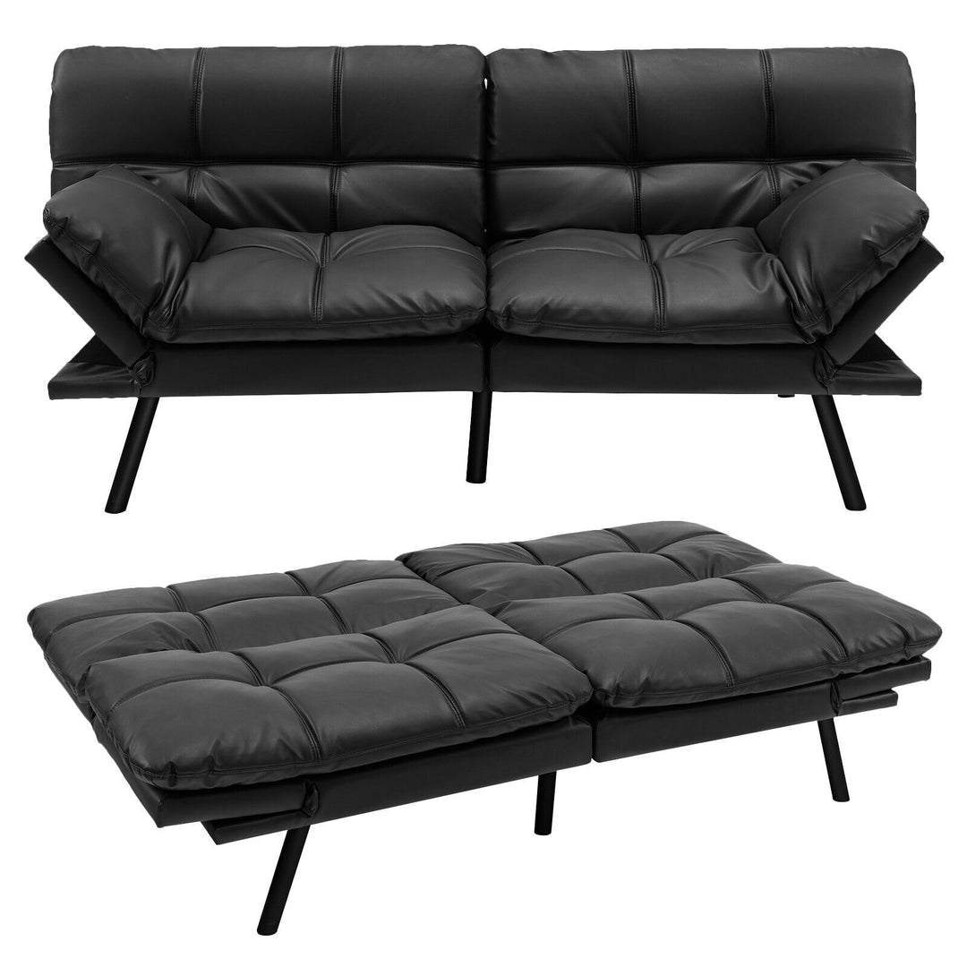 Convertible Sofa Bed with Reclining Backrest-Black