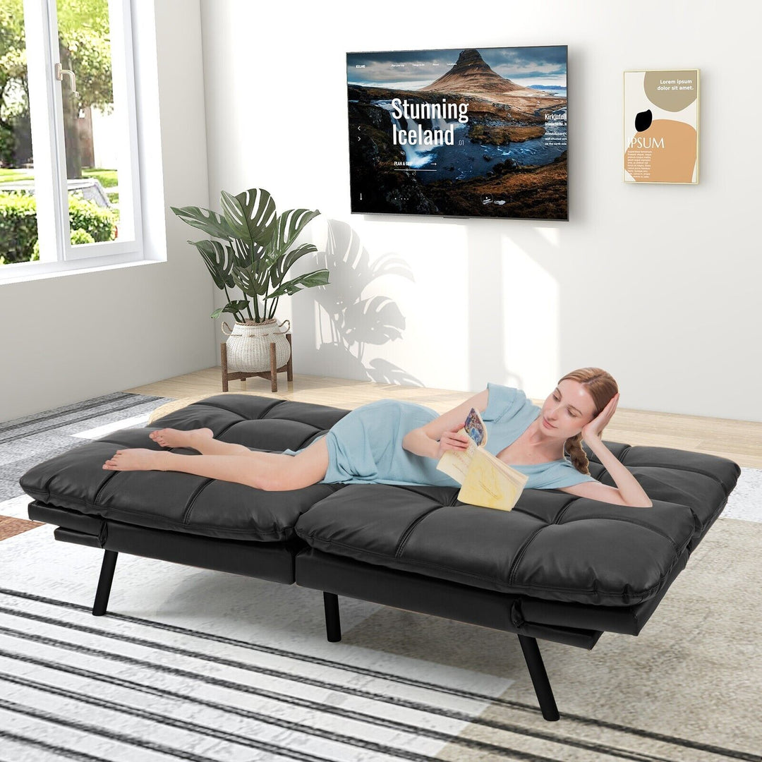 Convertible Sofa Bed with Reclining Backrest-Black