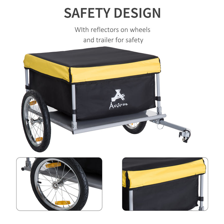 Steel Frame Bike Cargo Trailer Storage Cart and Luggage Trailer with Hitch Yellow