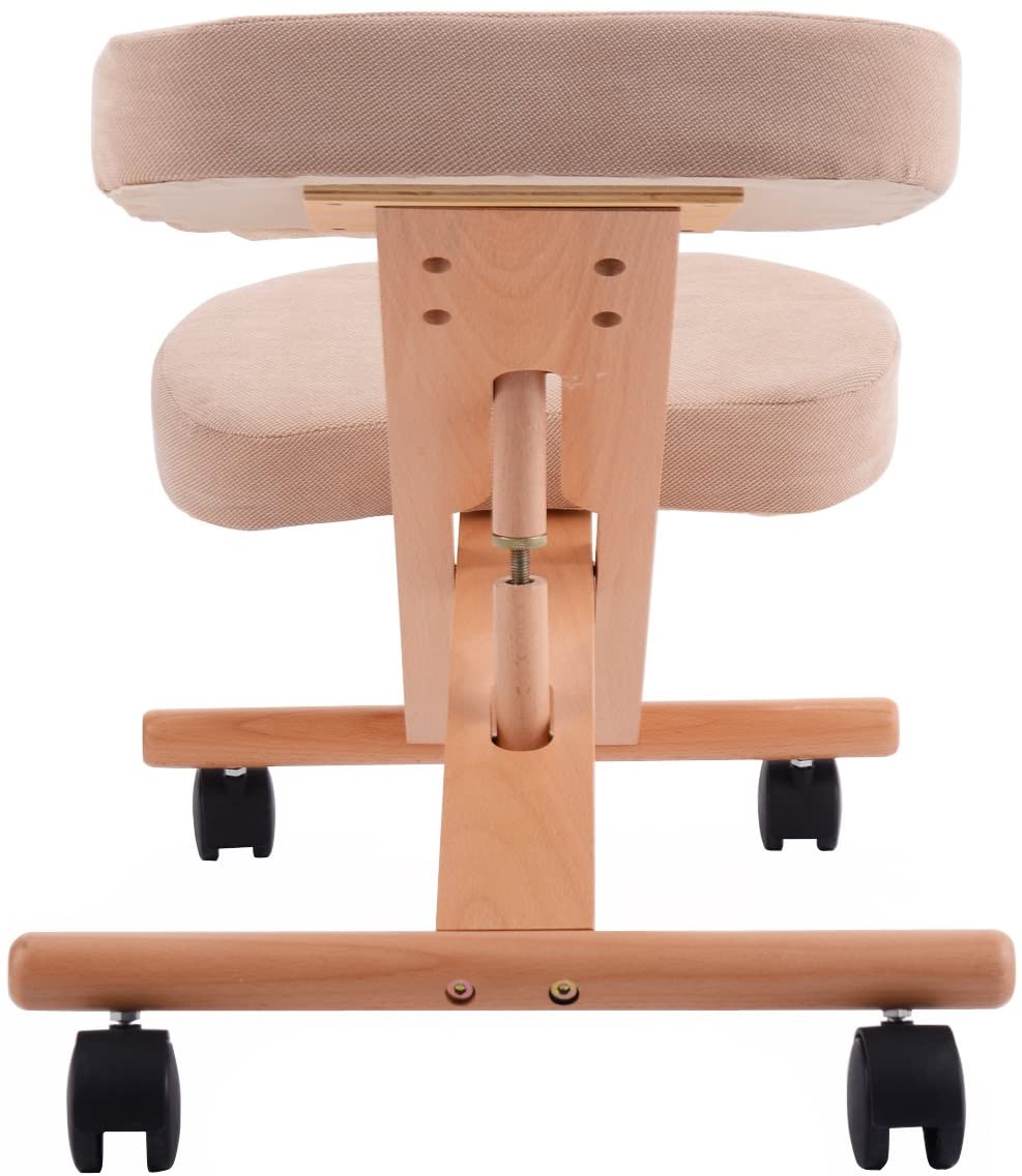 Wooden Orthopaedic Kneeling Stool Ergonomic Posture Frame Seat-beige