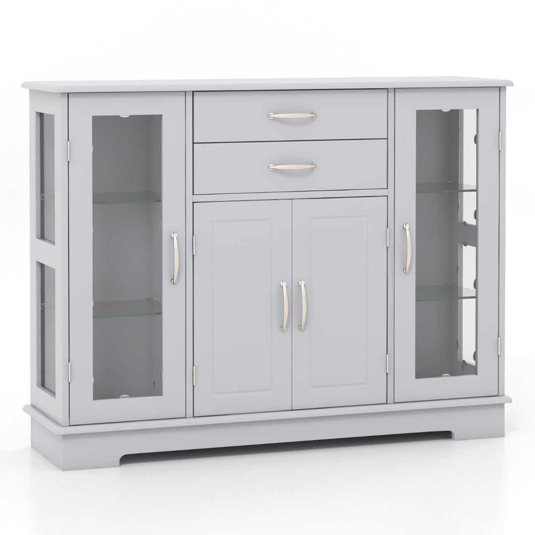 Wooden Buffet Sideboard with Adjustable Shelves- Grey