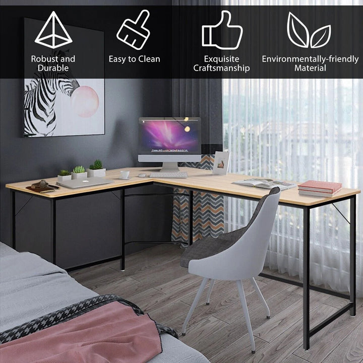 L-Shaped Corner Computer Desk with CPU Stand for Home and Office-Natural