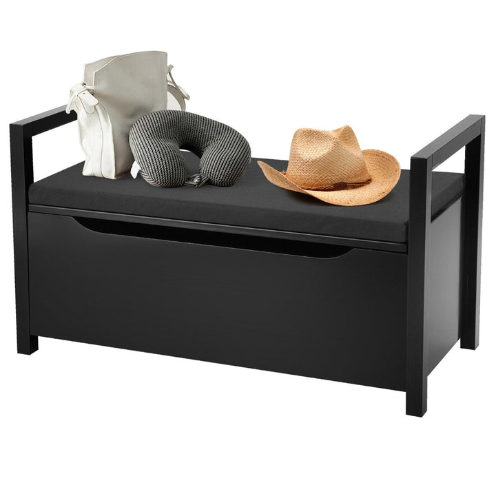 Wooden Shoe Changing Bench with Storage Space-Black