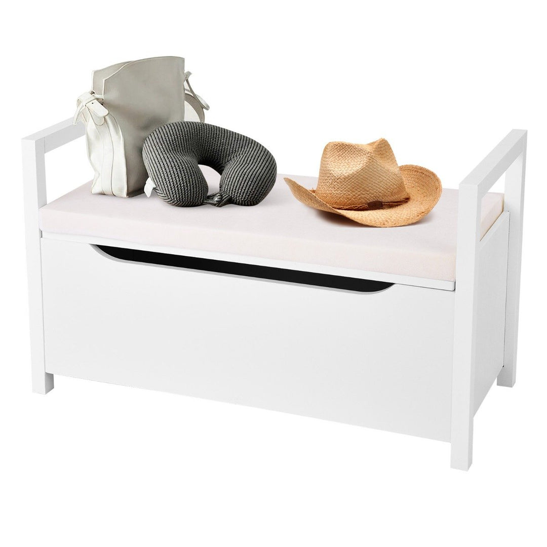 Wooden Shoe Changing Bench with Storage Space-White