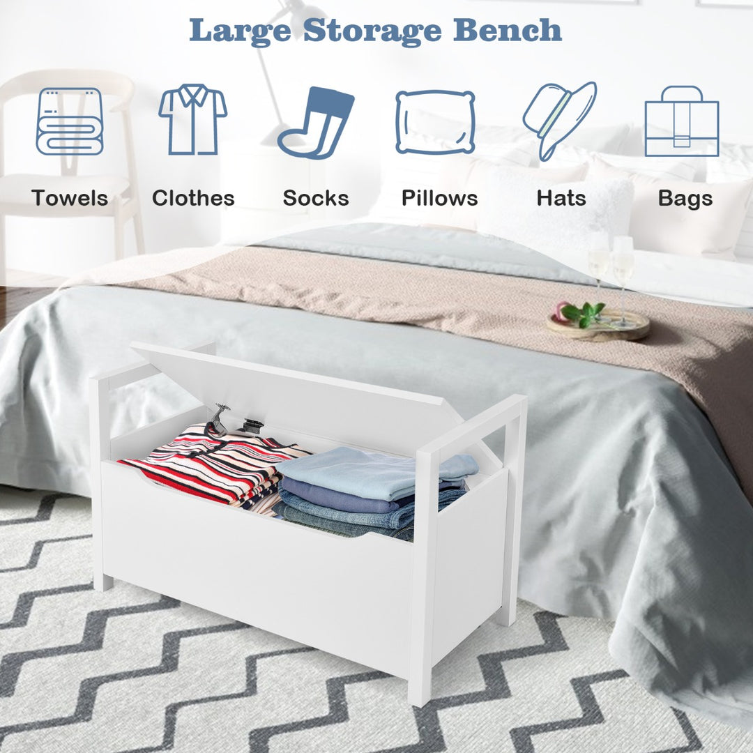 Wooden Shoe Changing Bench with Storage Space-White