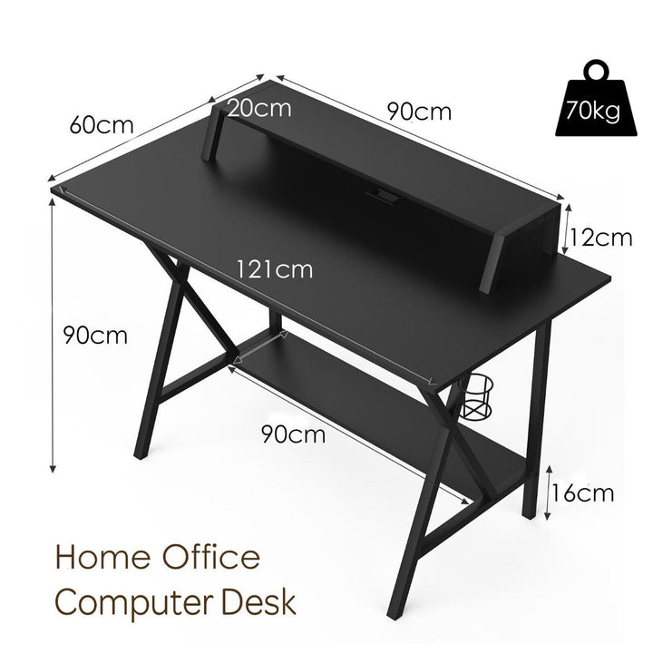 X-Shaped Gaming Computer Desk with Monitor Riser