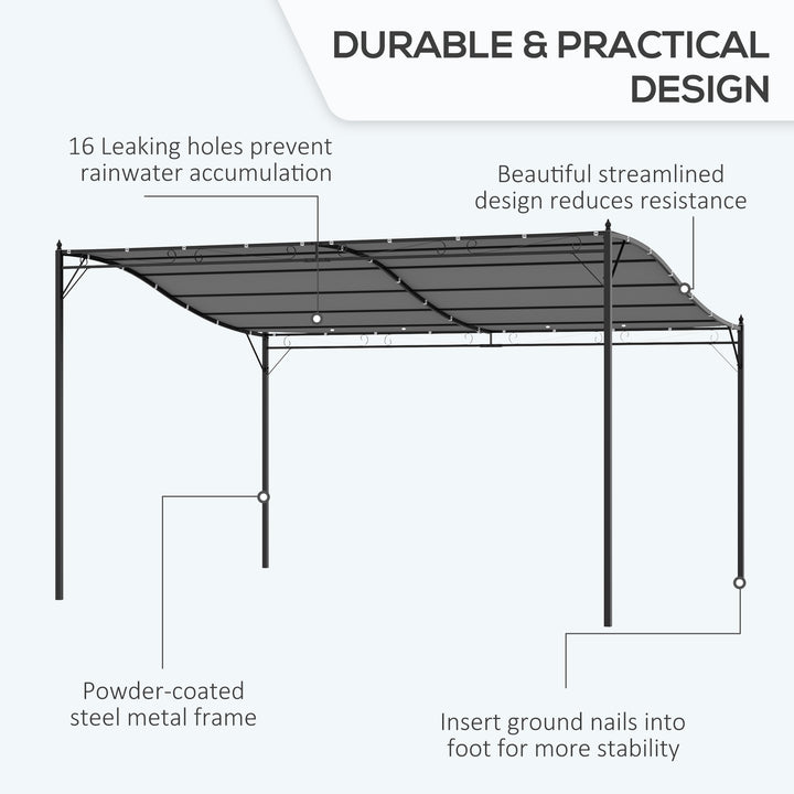 Outsunny 4 x 3 Meters Canopy Metal Wall Gazebo Awning Garden Marquee Shelter Door Porch - Cream