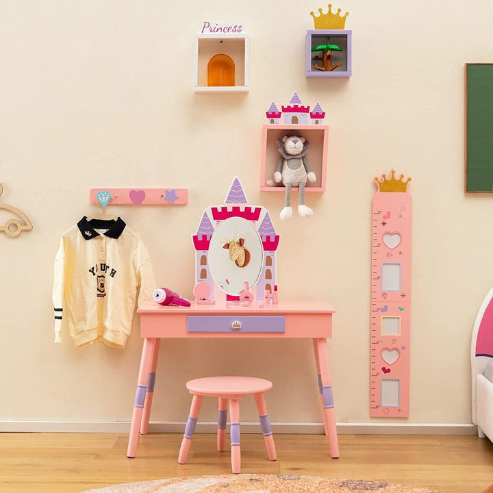 Princess Pretend Play Makeup Dressing Table Set with Removable Mirror