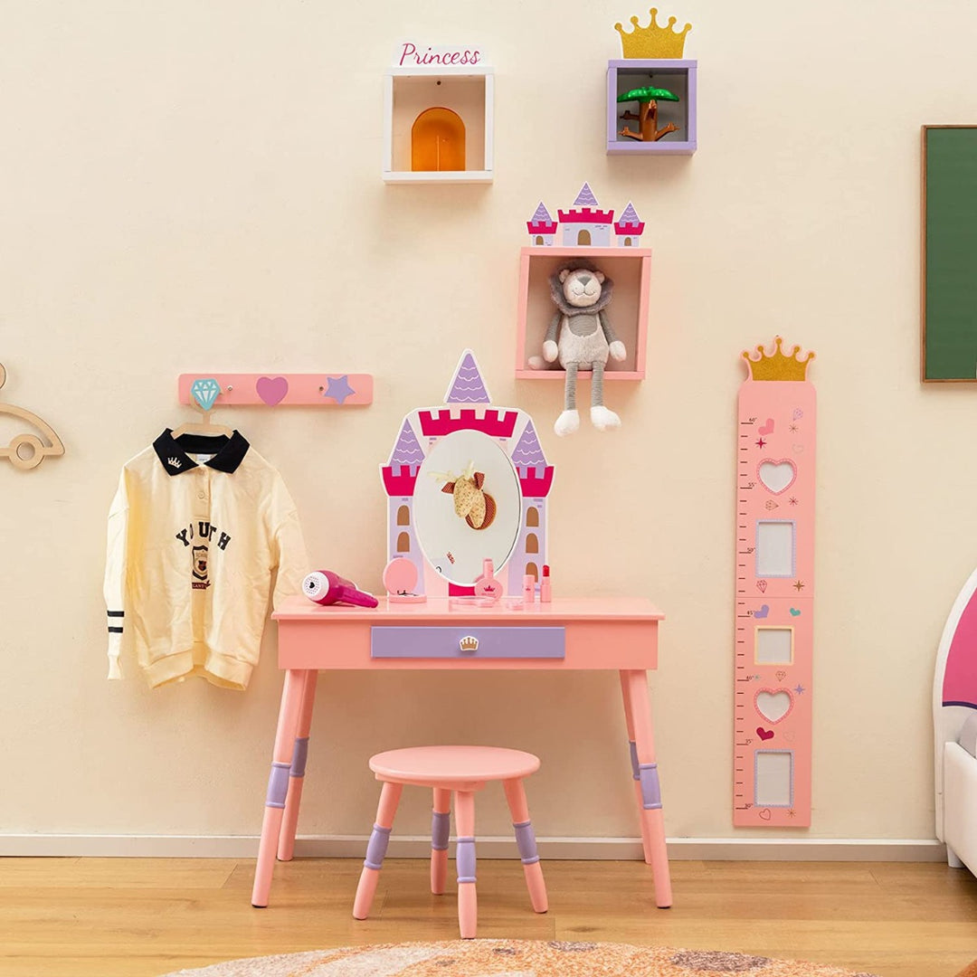 Princess Pretend Play Makeup Dressing Table Set with Removable Mirror