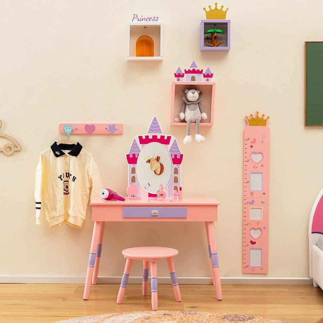 Princess Pretend Play Makeup Dressing Table Set with Removable Mirror
