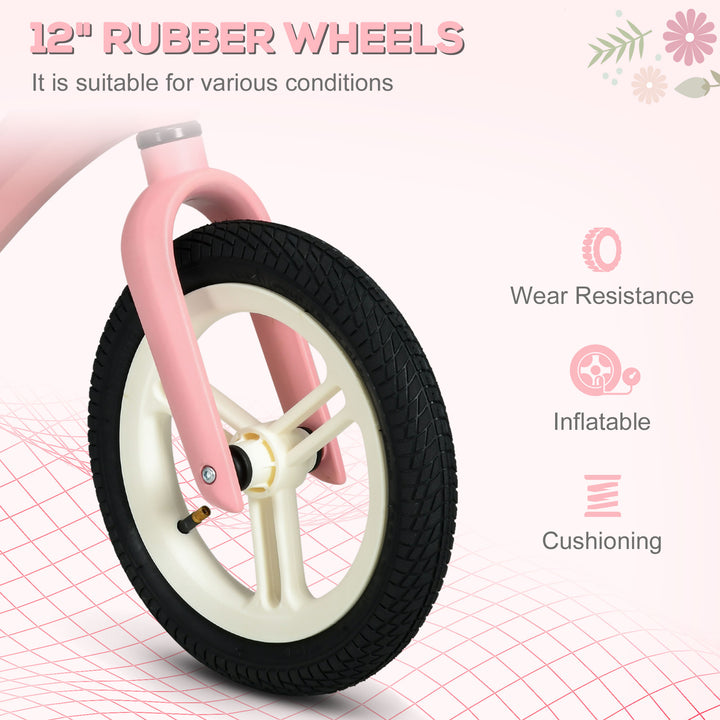 Kids Balance Bike, Lightweight with Adjustable Seat, Rubber Wheels - Pink