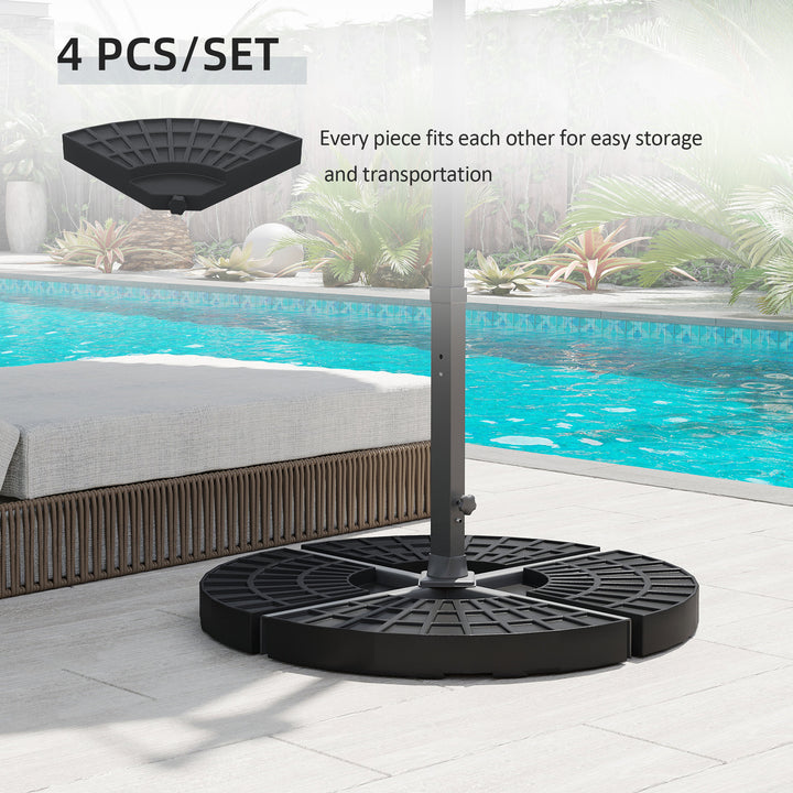 4 PCs Portable Round Parasol Base Umbrella Cross Stand Weights Holder Sand or Water Filled Outdoor Garden Patio