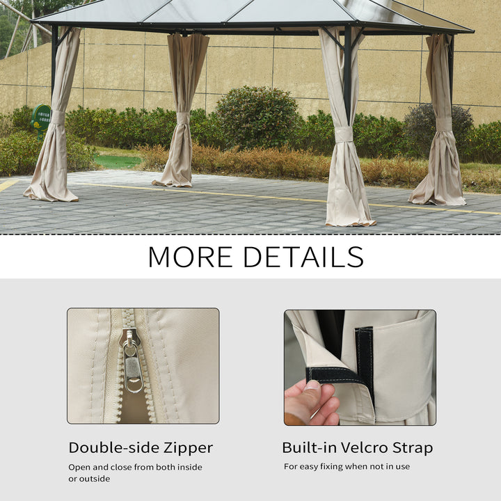 Outsunny 4 Pack Universal Gazebo Replacement Sidewalls Privacy Panel for Most 3 x 3m Gazebo Canopy Pavillion Outdoor Shelter Curtains Beige