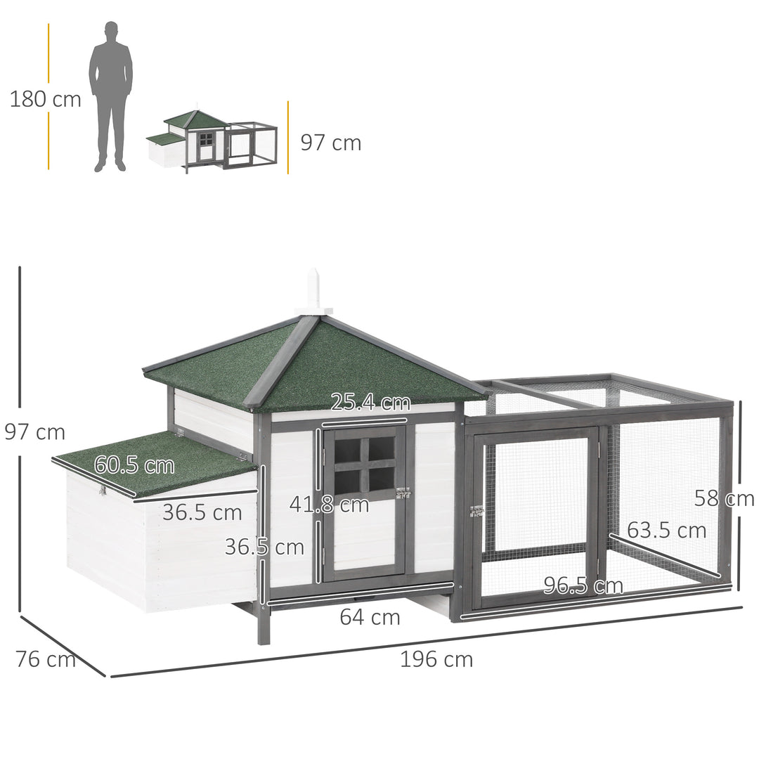 PawHut Chicken Coop Small Animal Pet Cage Wooden Chicken Hutch w/ Nesting Box Outdoor Run Backyard