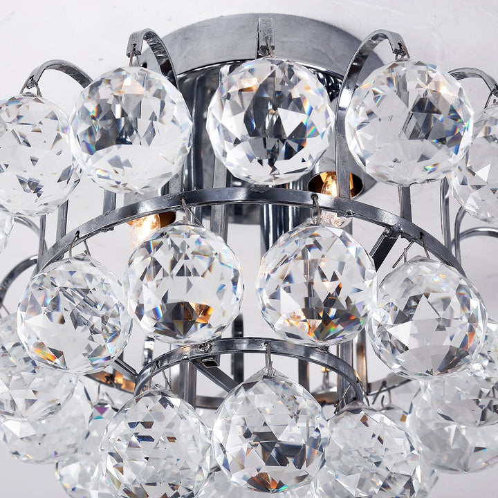 Crystal Ceiling Lamp Chandelier Hallway Flush Mount Pendant 3 Light Ф30cm Silver