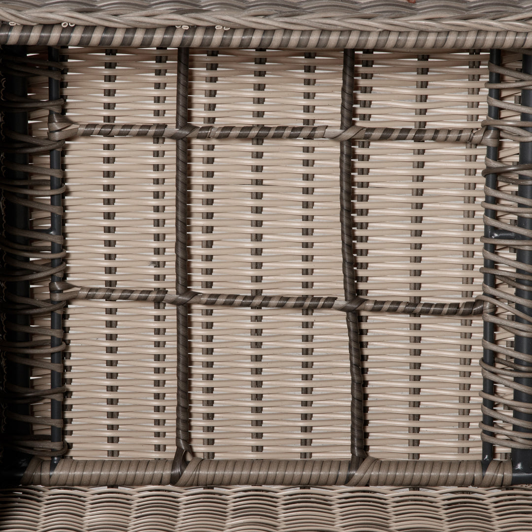 Outsunny Deluxe Garden Rattan Furniture Sofa Chair &amp; Stool Table Set  Patio Wicker Weave Furniture Set Aluminium Frame Fully-assembly - Brown