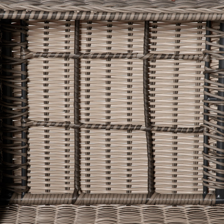 Outsunny Deluxe Garden Rattan Furniture Sofa Chair &amp; Stool Table Set  Patio Wicker Weave Furniture Set Aluminium Frame Fully-assembly - Brown