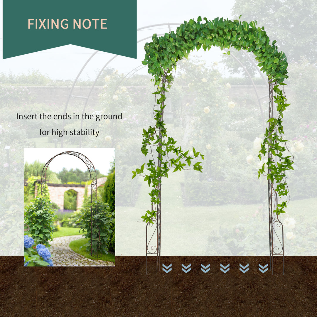 Metal Decorative Garden Rose Arch Arbour Trellis for Climbing Plants Support Archway Wedding Gate 120L x 30W x 226H (cm)