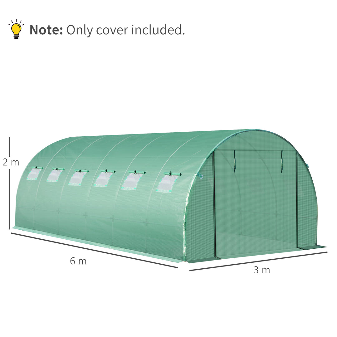 Outsunny 6 x 3 x 2m Greenhouse Replacement Cover ONLY Winter Garden Plant PE Cover for Tunnel Walk-in Greenhouse with Roll-up Windows