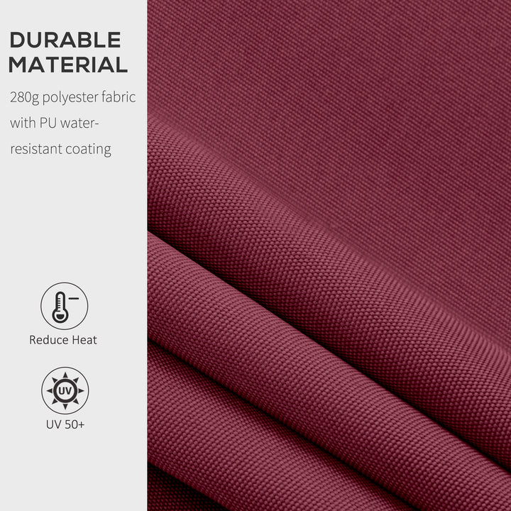 3x4m Garden Patio Retractable Manual Awning Window Door Sun Shade Canopy with Fittings and Crank Handle Wine Red