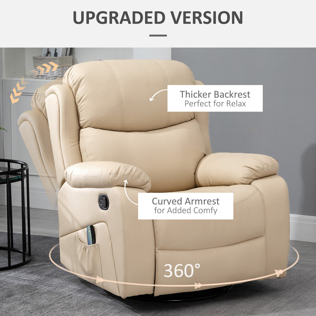 Reclining Chair with 8 Massage Points and Heat-Beige