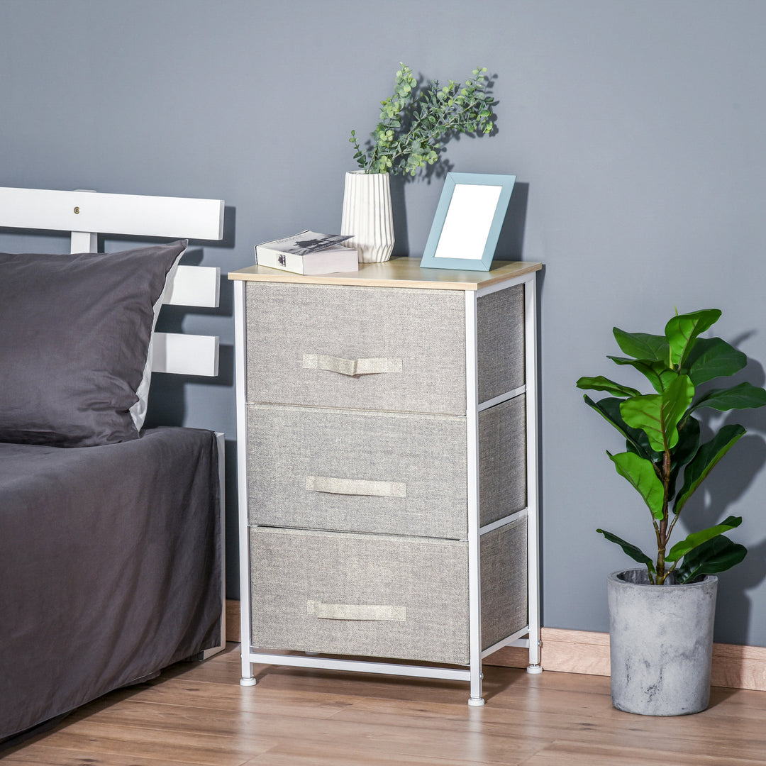 Vertical 3-Tier Linen Drawer Cabinet Organizer Storage Dresser Tower with Metal Frame Adjustable Feet for Living Room, Bathroom, Kitchen