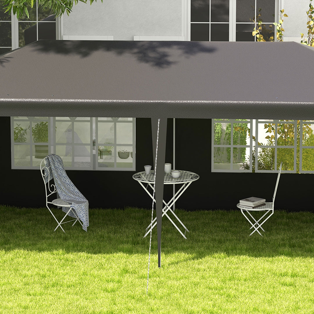 6 x 3 m Party Tent Gazebo Marquee Outdoor Patio Canopy Shelter with Windows and Side Panels, Dark Grey