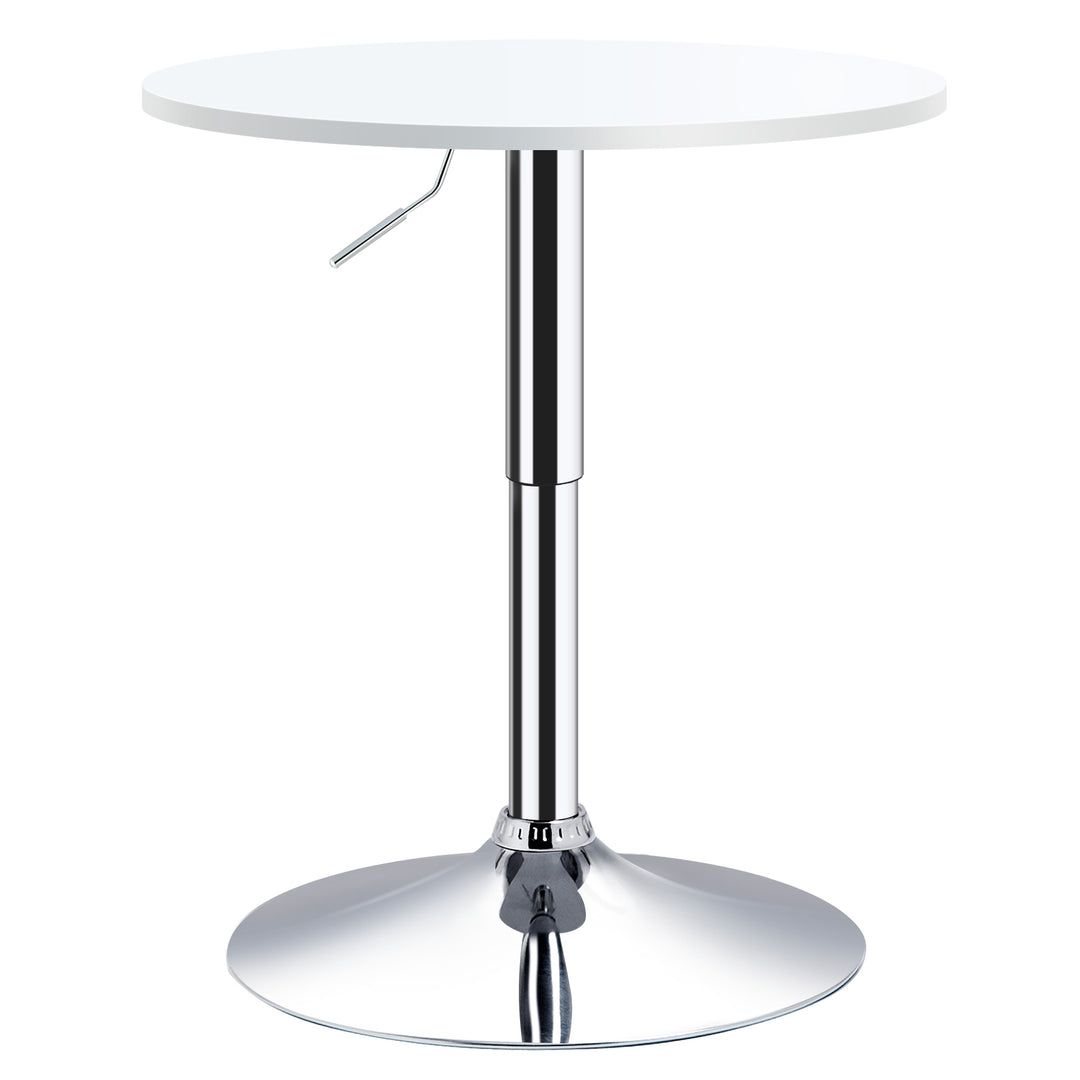 Bar Table Φ60cm Adjustable Height Round Bistro Table w/ Swivel Top Metal Frame Counter Surface Stylish Kitchen Conservatory White