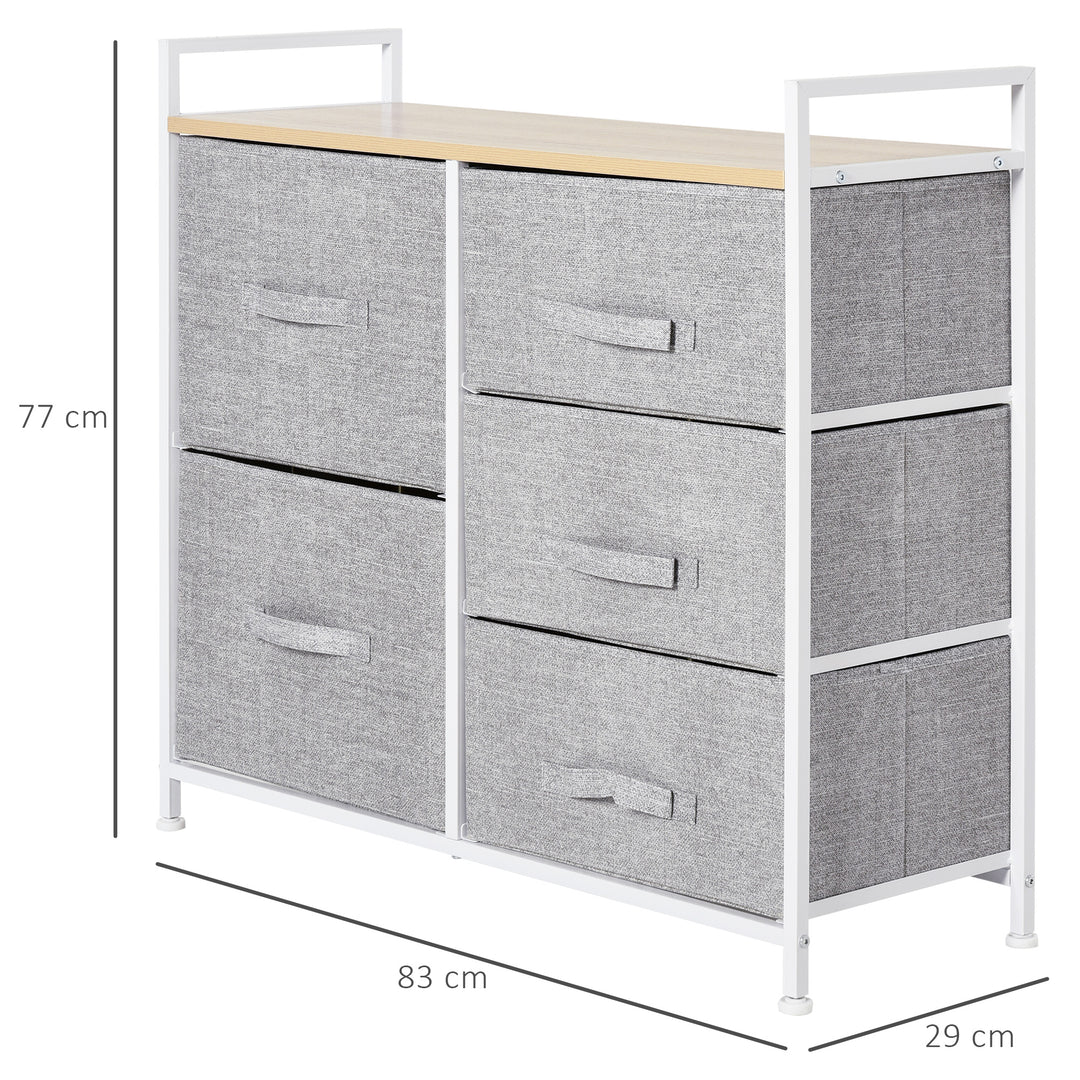 5 Drawer Linen Storage Chest Dresser - Grey