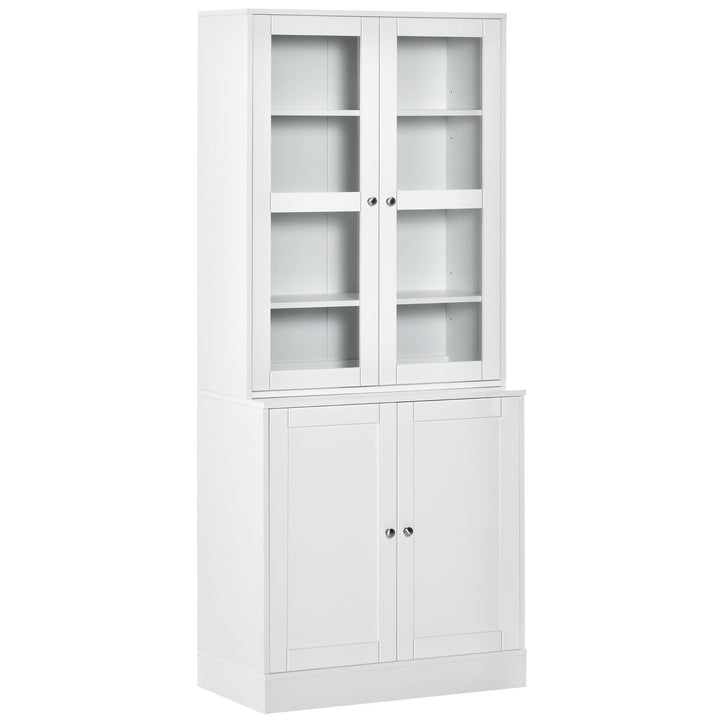 HOMCOM Modern Bookcase with Doors, Display Storage Cabinet with Adjustable Shelves for Living Room, Study, Office, White