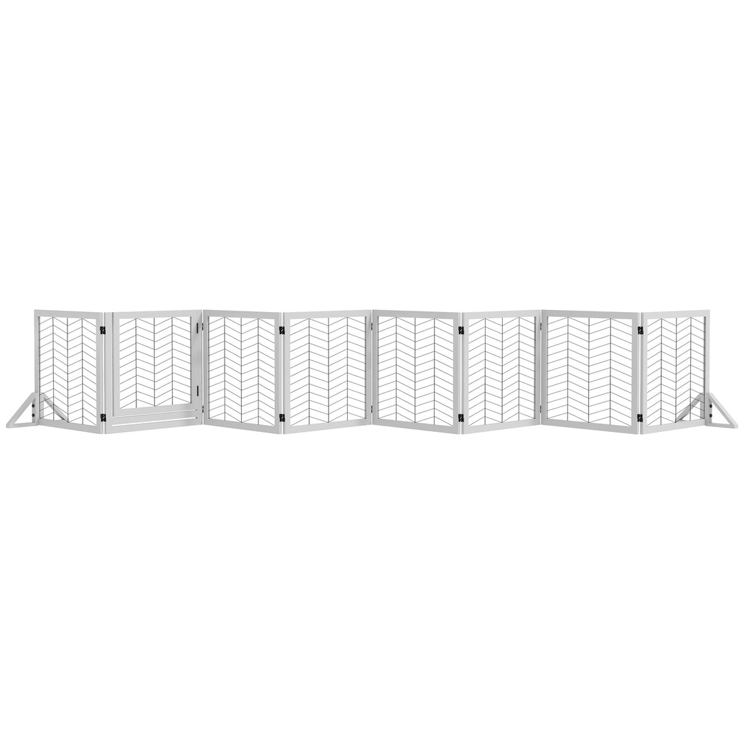 8 Panels Foldable Pet Playpen with Support Feet, for House, Doorway, Stairs, Small and Medium Dogs - White