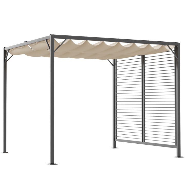 2.8m x 3m Retractable Metal Frame Outdoor Garden Pergola Beige