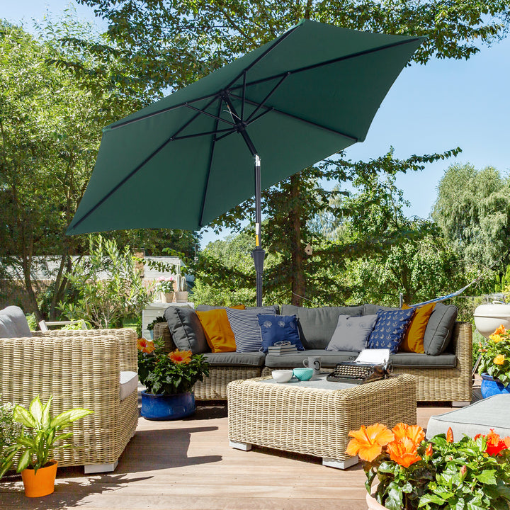 2.7M Tilting Parasol Sun Parasol Outdoor Garden Umbrellas Sun Shade Aluminium Frame with Crank（Green）