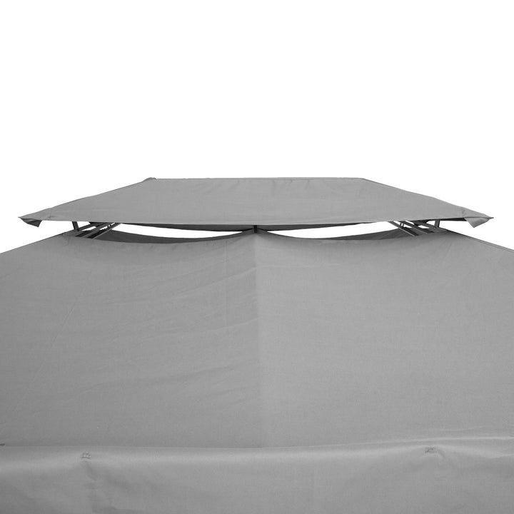 3x4m Gazebo Replacement Roof Canopy 2 Tier Top UV Cover Garden Patio Outdoor Sun Awning Shelters Light Grey (TOP ONLY)