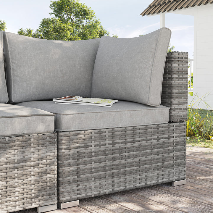 PE Rattan Wicker Corner Sofa Garden Furniture Single Sofa Chair w/ Cushions, Grey