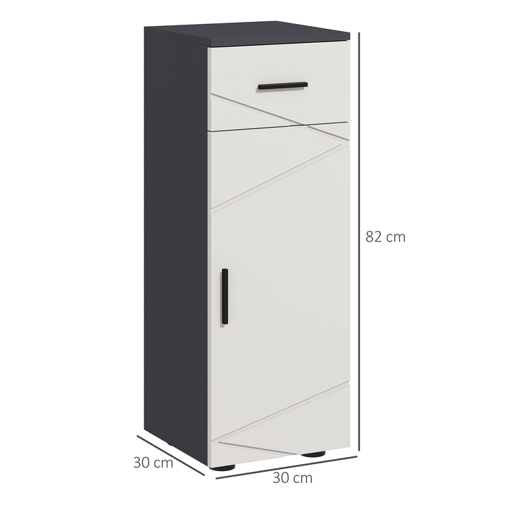 Slim Bathroom Cabinet, Narrow Bathroom Storage Cabinet with Drawer, Door Cupboard, Adjustable Shelf and Soft Close Mechanism, Grey