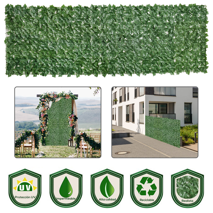 Artificial Leaf Hedge Screen for Garden Outdoor Indoor Decor, 3M x 1M Dark Green