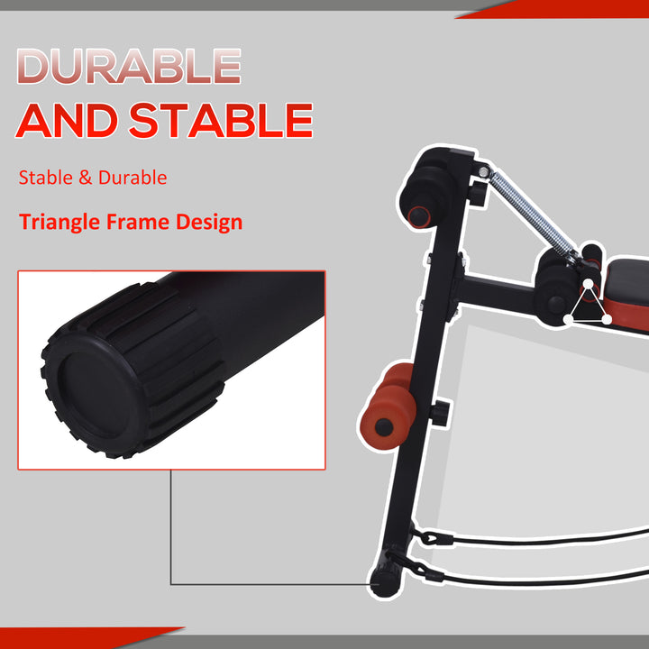 Multifunctional Sit Up Bench Foldable Exercise Weight Bench w/ Elastic Rope