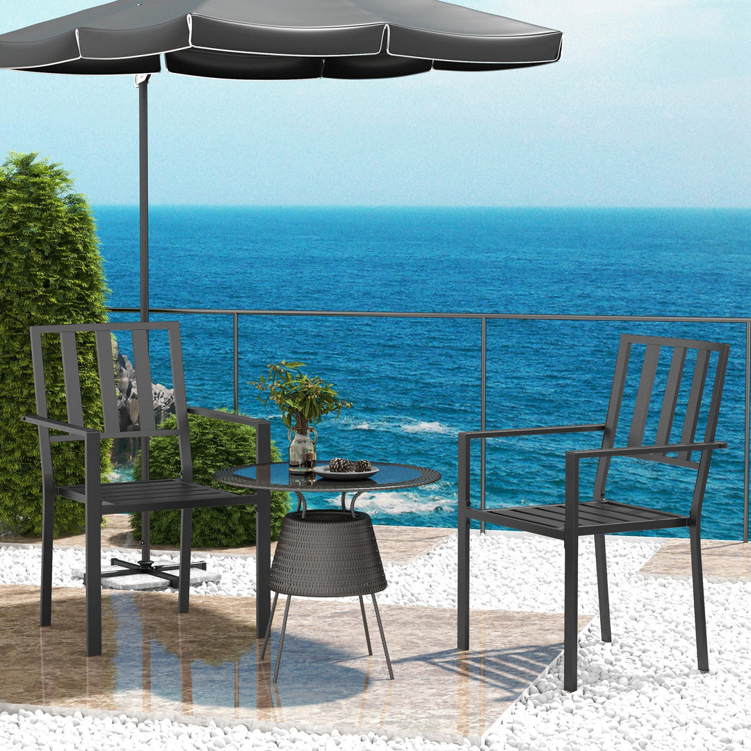 Patio Dining Chairs with Metal Slatted Design