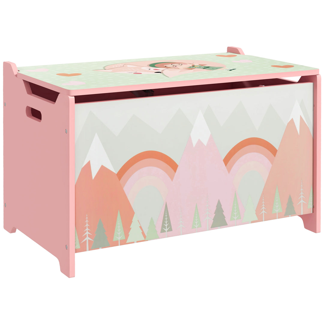 Toy Box for Girls Boys, Kids Toy Chest with Lid Safety Hinge - Pink