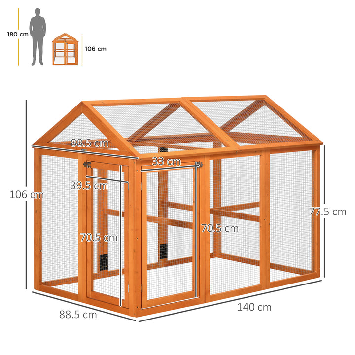 PawHut Large Chicken Run Wooden Chicken Coop, Pet Playpen with Combinable Design, Orange