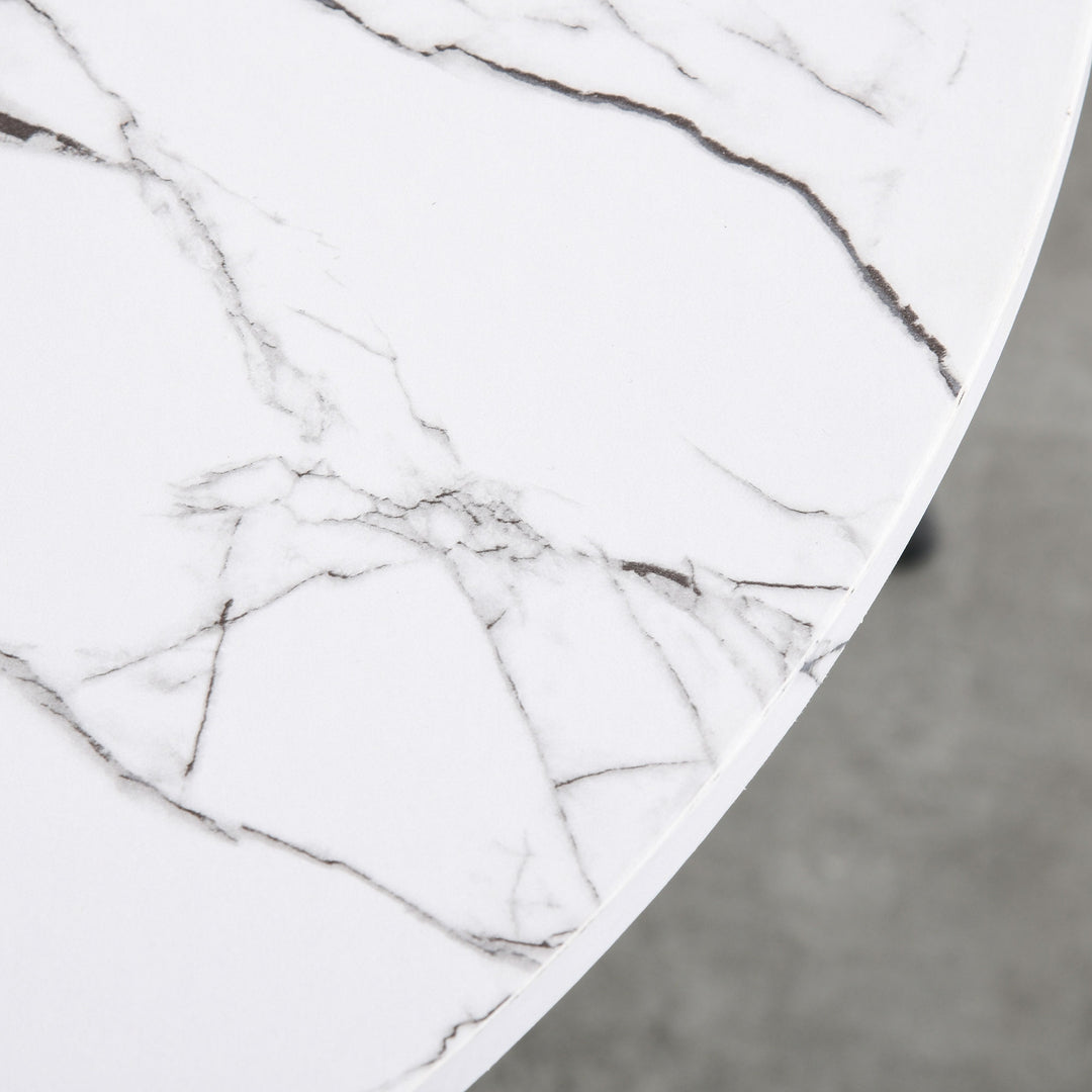 Modern Round Dining Table Leisure Coffee Bistro Table with Metal Base for Kitchen &amp; Dining Room White