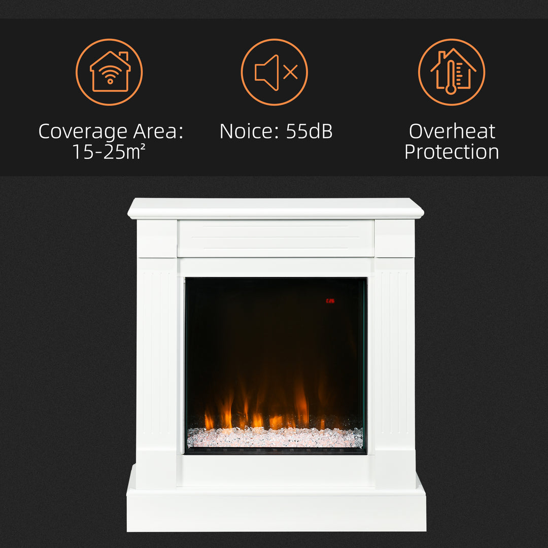 1000W/2000W Electric Fireplace w/ Surround, 92cm Freestanding Electric Fire w/ Remote Control, Overheat Protection, Timer, Eco Mode, White
