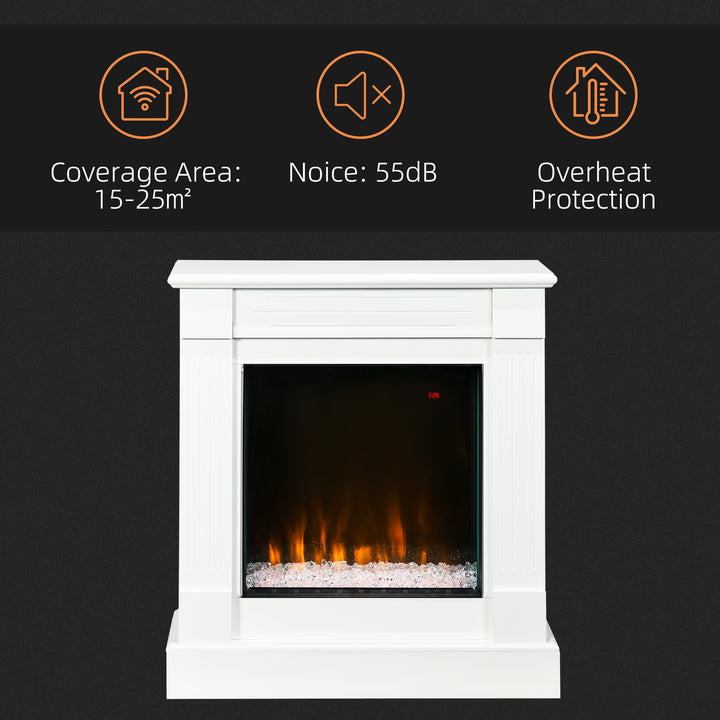 1000W/2000W Electric Fireplace w/ Surround, 92cm Freestanding Electric Fire w/ Remote Control, Overheat Protection, Timer, Eco Mode, White