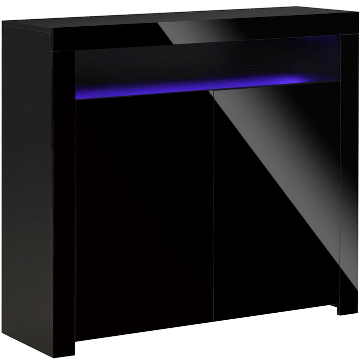 High Gloss LED Cabinet Cupboard Sideboard Buffet Console with RGB Lighting for Entryway, Dining Area, Living Room, Black