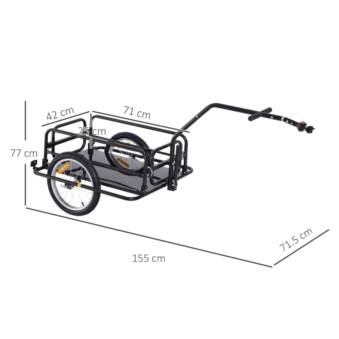 Bike Cargo Trailer Bicycle Storage Carrier Transport Steel Black