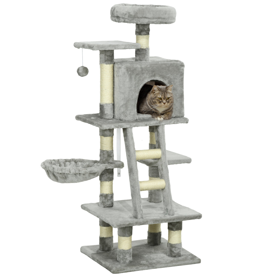 Plush Cat Tree with Sisal Scratching Post - Light Gray